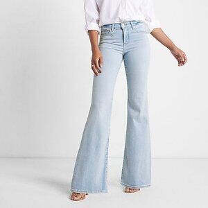 Express Women's Mid Rise Light Wash '70s Flare Jeans